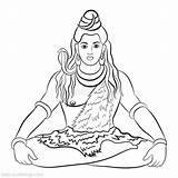 Shiva Hindu Lord Maha Shivratri Hindoese Trishula Xcolorings Celebrated Meditation Lineart Penelusuran sketch template