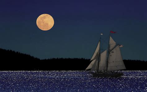 reflection sparkle boating sailing boat boats ship ships mood night ocean sea lake