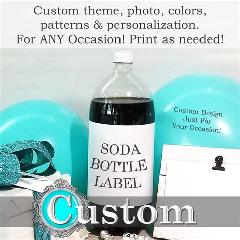 custom soda label printable soda label personalized soda etsy