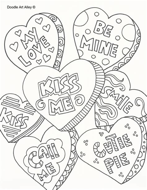 valentines day coloring pages doodle art alley