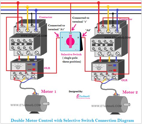 double motor control  selective switch connection etechnog