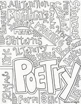 Poetry Coloring Pages Covers Notebook Cover Writing Subject Kids Poem Grade Color English Book Paper School Language Writer Print Printable sketch template