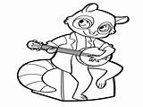 Banjo Playing Coloringgames Raccoon sketch template