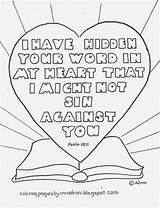 Coloring Psalm Word 119 Pages Kids Heart Bible Hidden Printable Verse Sunday School Psalms Colouring Crafts Sheets God Coloringpagesbymradron Lord sketch template