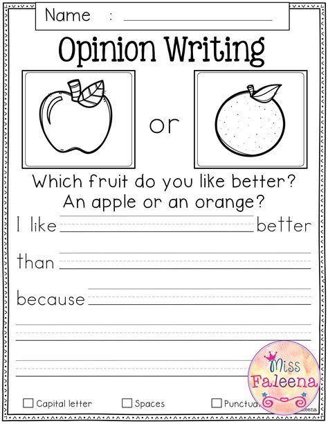 kindergarten opinion writing kindergarten