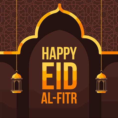 happy eid al fitr background  mosque silhouette  vector art