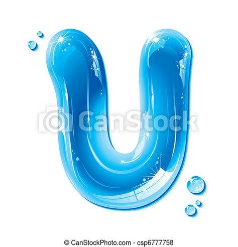 Water Liquid Letter Capital U Liquid Alphabet Gel Series On White