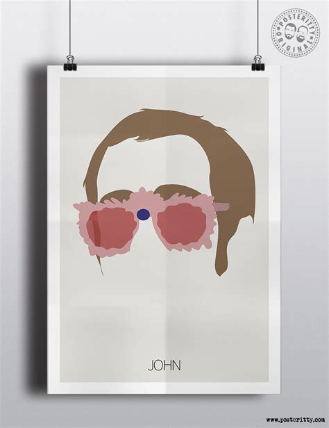 Elton John Pink Glasses Minimalist Hair Poster