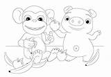 Cocomelon Coloring Monkey Pig Pages Printable Logo sketch template