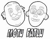 Motu Patlu Coloring Mask Pages Fun Kids sketch template