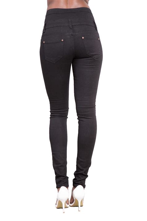 women black sexy skinny jeans ladies high waisted pants size 6 8 10 12