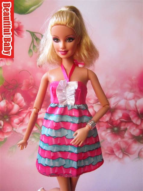 2014 new orignal casual striped dress dream fashion clothes for barbie