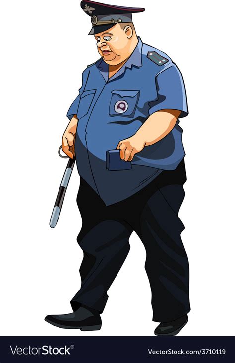fat man   police uniform traffic police vector image