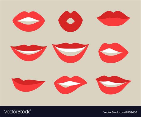 female lips set mouths with red lipstick in vector image