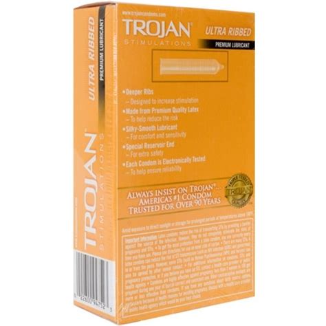 Trojan Ultra Ribbed Lubricant 12 Pack Sex Toys And Adult Novelties