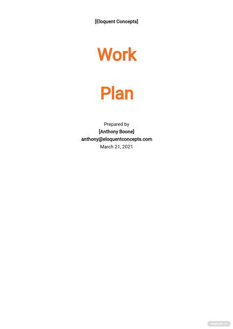 work plan templates edit  templatenet
