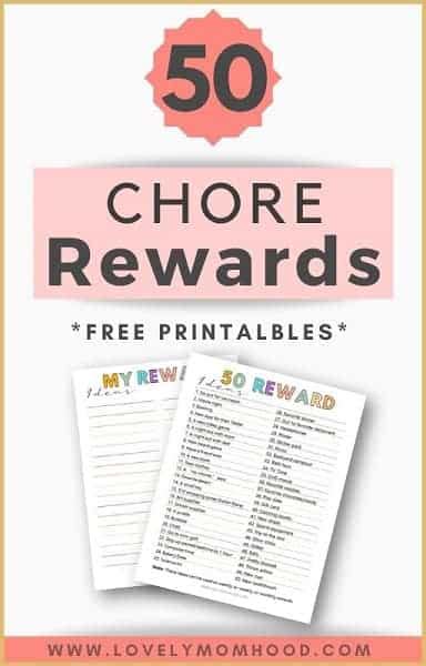 3 Chore Rewards Systems Plus 50 Chore Rewards Ideas Printable