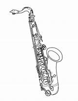 Saxophone Tenor Sax Alto Saxaphone Saxofoon Colorear Saxo Kleurplaat Telas Kleurplaten sketch template