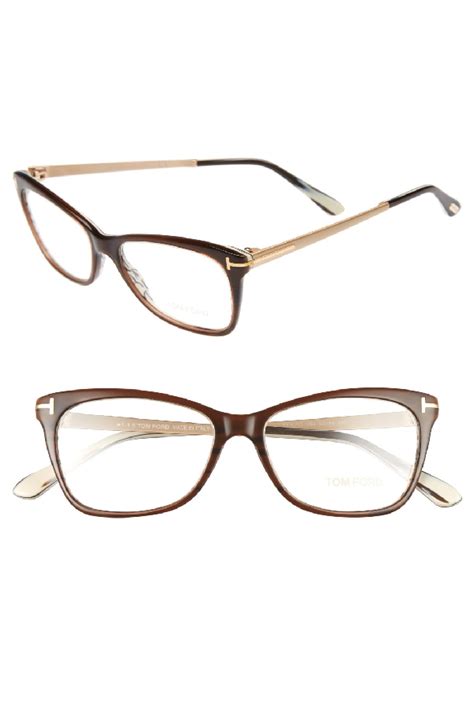 tom ford 52mm cat eye optical glasses in dark brown modesens