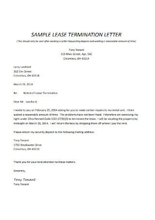 sample early lease termination letters   ms word