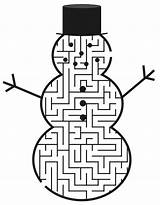 Mazes Printable Christmas Maze Snowman Winter Kids Pages Games Coloring Print Color Easy Puzzles Sheets Blank Labyrinthe Xmas Snow Holiday sketch template