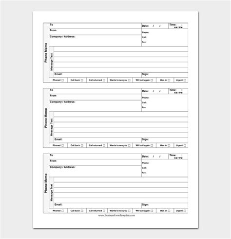 printable phone message template word