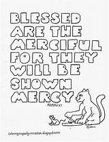 Coloring Pages Kids Blessed Merciful Matthew School Bible Beatitudes Printable Colouring Color Sunday Sheets Print Scripture Crafts Mercy Children Adron sketch template