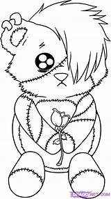 Coloring Pages Emo Bear Cute Gothic Cool Goth Fairy Teddy Little sketch template