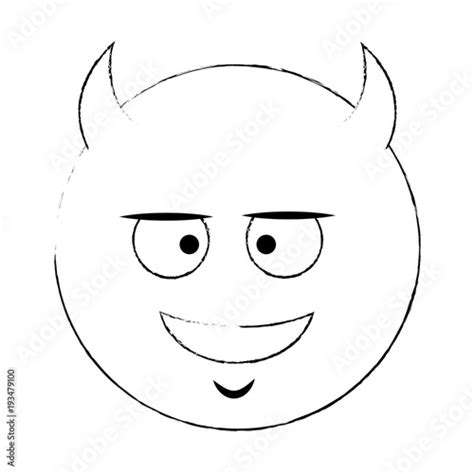devil emoji cartoon vector illustration graphic design stock vector