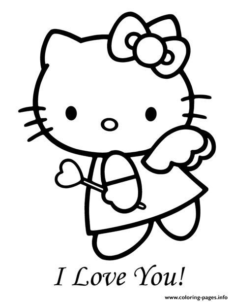 kitty angel valentine coloring page printable