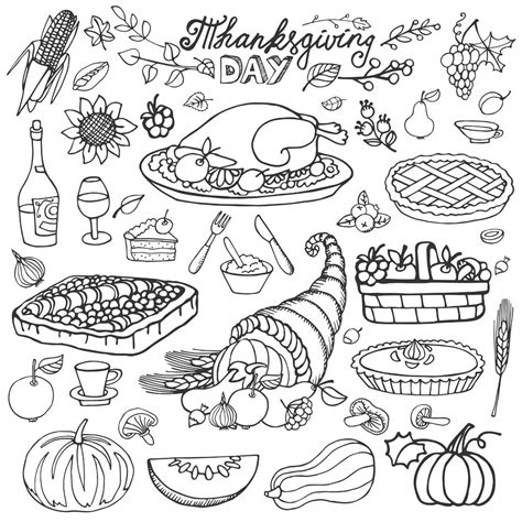 thanksgiving food coloring pages  kids