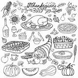 Thanksgiving Coloring Pages Food Turkey Adult Cornucopia Adults Icons Color Printable Doodle Drawing Dinner Harvest Colouring Print Sheets Pumpkin Cakes sketch template
