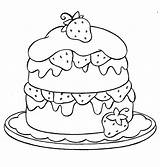 Coloring Pages Strawberry Cupcake Cake Dessert Birthday Printable Cute Food Happy Kitty Cupcakes Kids Drawing Sweets Hello Shortcake Colouring Color sketch template
