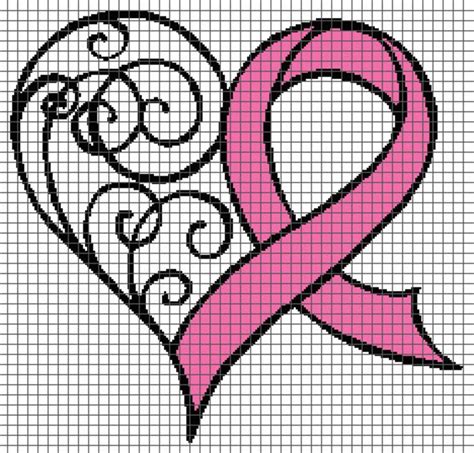 breast cancer ribbon heart graphghan pattern  graph  etsy