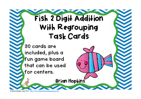 fish  digit addition regrouping task cards task cards regrouping