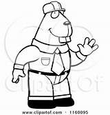 Beaver Hard Builder Waving Friendly Wearing Cartoon Hat Clipart Thoman Cory Outlined Coloring Vector 2021 sketch template