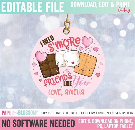 editable   smore friends   valentines day etsy