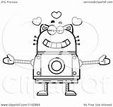 Robot Cat Loving Clipart Cartoon Coloring Outlined Vector Cory Thoman Royalty sketch template