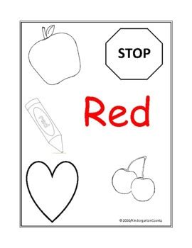 red coloring page  kindergarten counts tpt