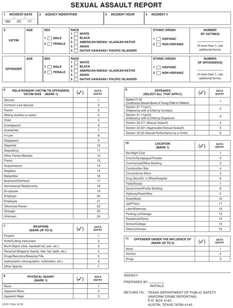 Form Ucr 7 Download Printable Pdf Or Fill Online Sexual Assault Report