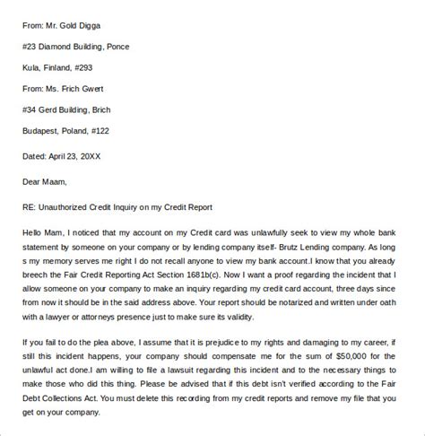 sample letter  credit  samples examples format