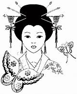 Coloriage Chinois Asiatique Chinoise Geisha Japonesas Japonnais Petit Japonaise Coloriages Asiática sketch template