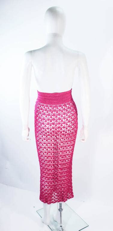 dolce and gabbana magenta pink sheer crotchet skirt size large for sale at 1stdibs