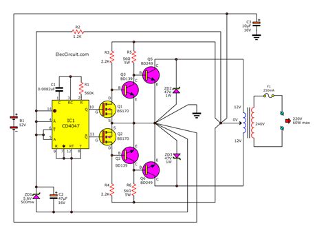 dc  ac converter circuit projects  eleccircuitcom