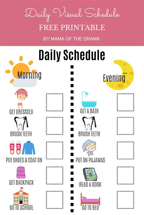 printable visual daily routine preschool   images