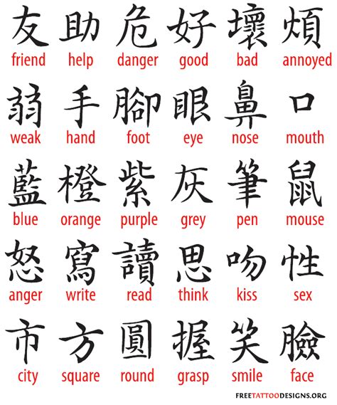 chinese tattoo symbols   popular characters