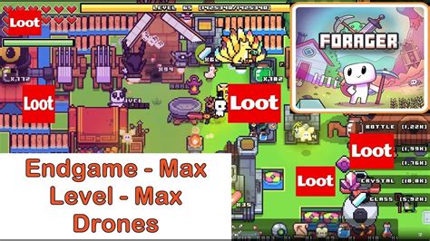 forager endgame gameplay max level max drones loot run youtube
