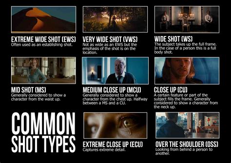 standard shot types  filmmaking