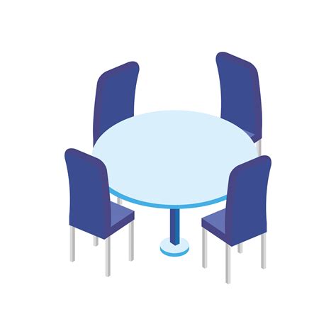 table  furniture  chairs isolated icon  vector art