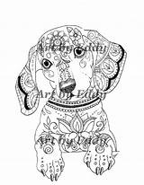 Coloring Dachshund Pages Adult Dog Book Printable Etsy Books Color Single Mandala Animal Mandalas Colouring Sheets Puppy Tattoo Doodles Zentangles sketch template